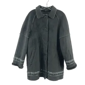 1 Madison Women's Gray Faux Suede Winter Pea Coat Polyester Size Small Preowned
