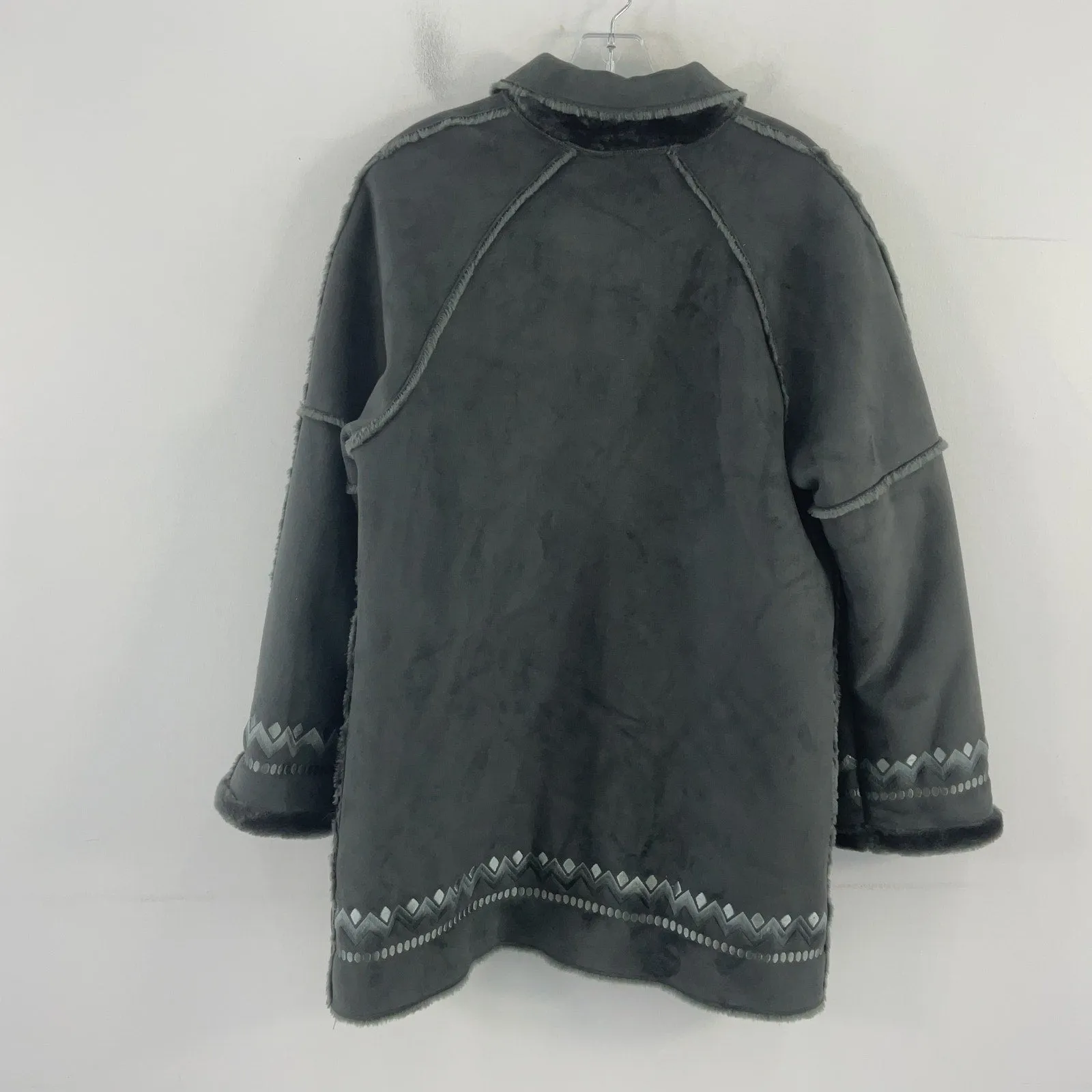 1 Madison Women's Gray Faux Suede Winter Pea Coat Polyester Size Small Preowned