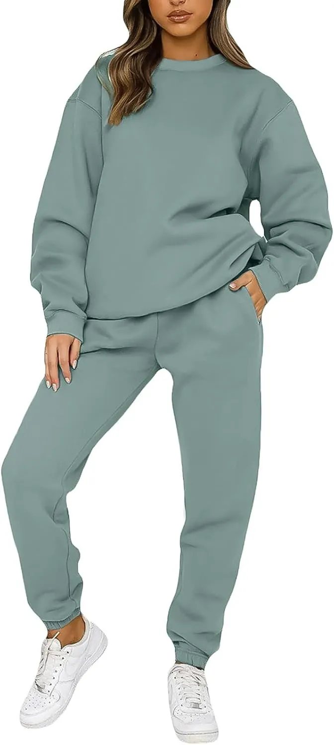 Alunzoem Jogger Sets for Women 2 Piece Sweatsuit Outfits Long Sleeve Pullover Sweatshirt Pants Set Tracksuit