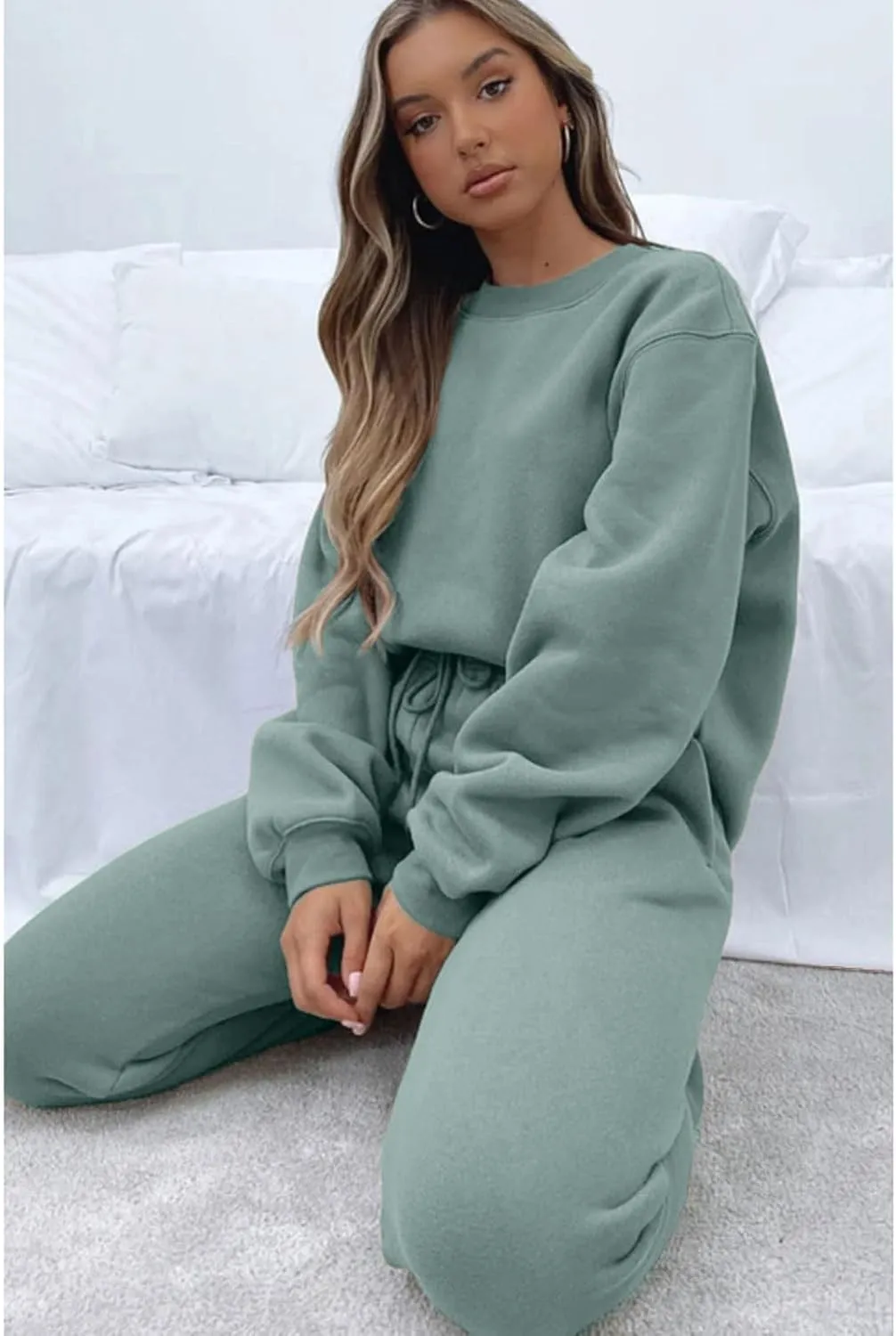 Alunzoem Jogger Sets for Women 2 Piece Sweatsuit Outfits Long Sleeve Pullover Sweatshirt Pants Set Tracksuit