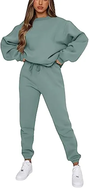 Alunzoem Jogger Sets for Women 2 Piece Sweatsuit Outfits Long Sleeve Pullover Sweatshirt Pants Set Tracksuit