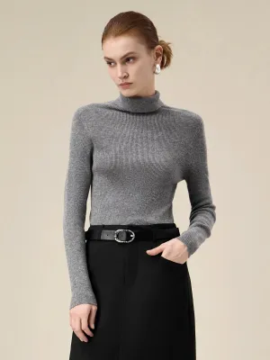 Amoretu Women's 100% Wool High Collar Knitted Sweater