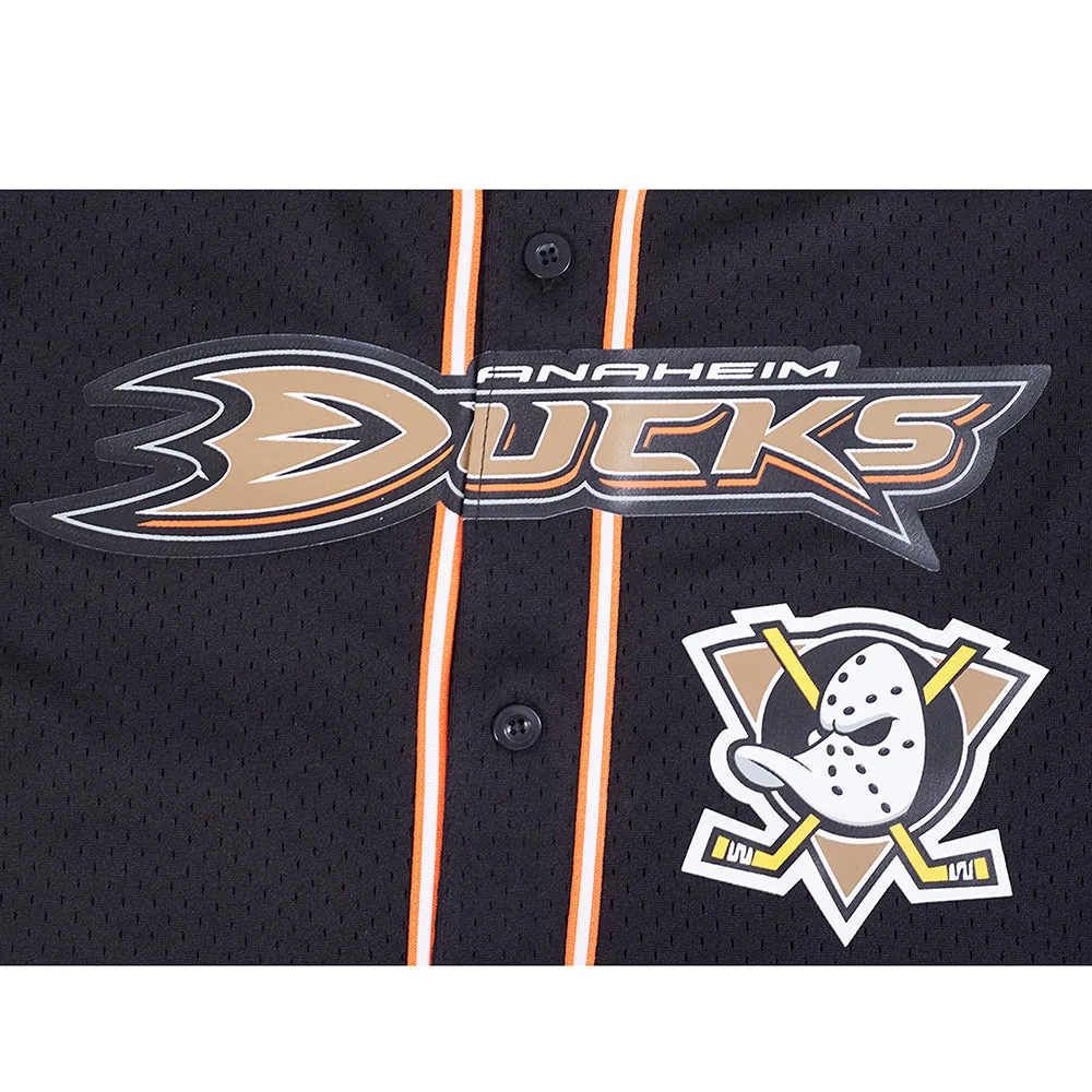 ANAHEIM DUCKS CLASSIC MESH MEN'S BUTTON DOWN SHIRT (BLACK/ORANGE)