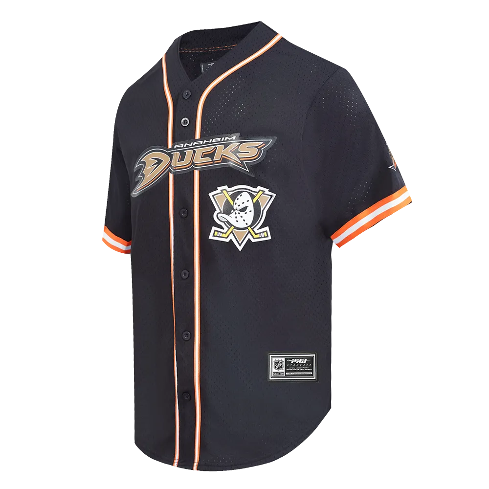 ANAHEIM DUCKS CLASSIC MESH MEN'S BUTTON DOWN SHIRT (BLACK/ORANGE)