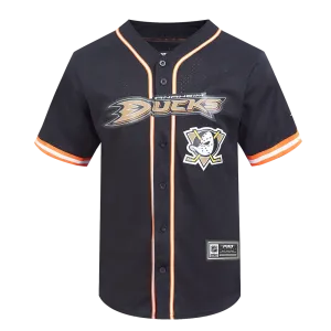 ANAHEIM DUCKS CLASSIC MESH MEN'S BUTTON DOWN SHIRT (BLACK/ORANGE)
