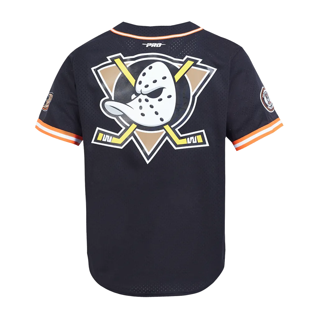 ANAHEIM DUCKS CLASSIC MESH MEN'S BUTTON DOWN SHIRT (BLACK/ORANGE)