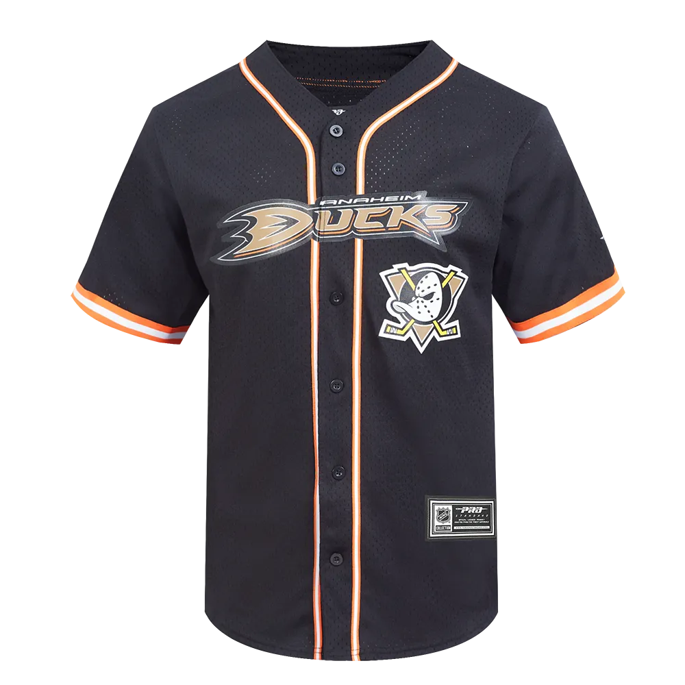 ANAHEIM DUCKS CLASSIC MESH MEN'S BUTTON DOWN SHIRT (BLACK/ORANGE)