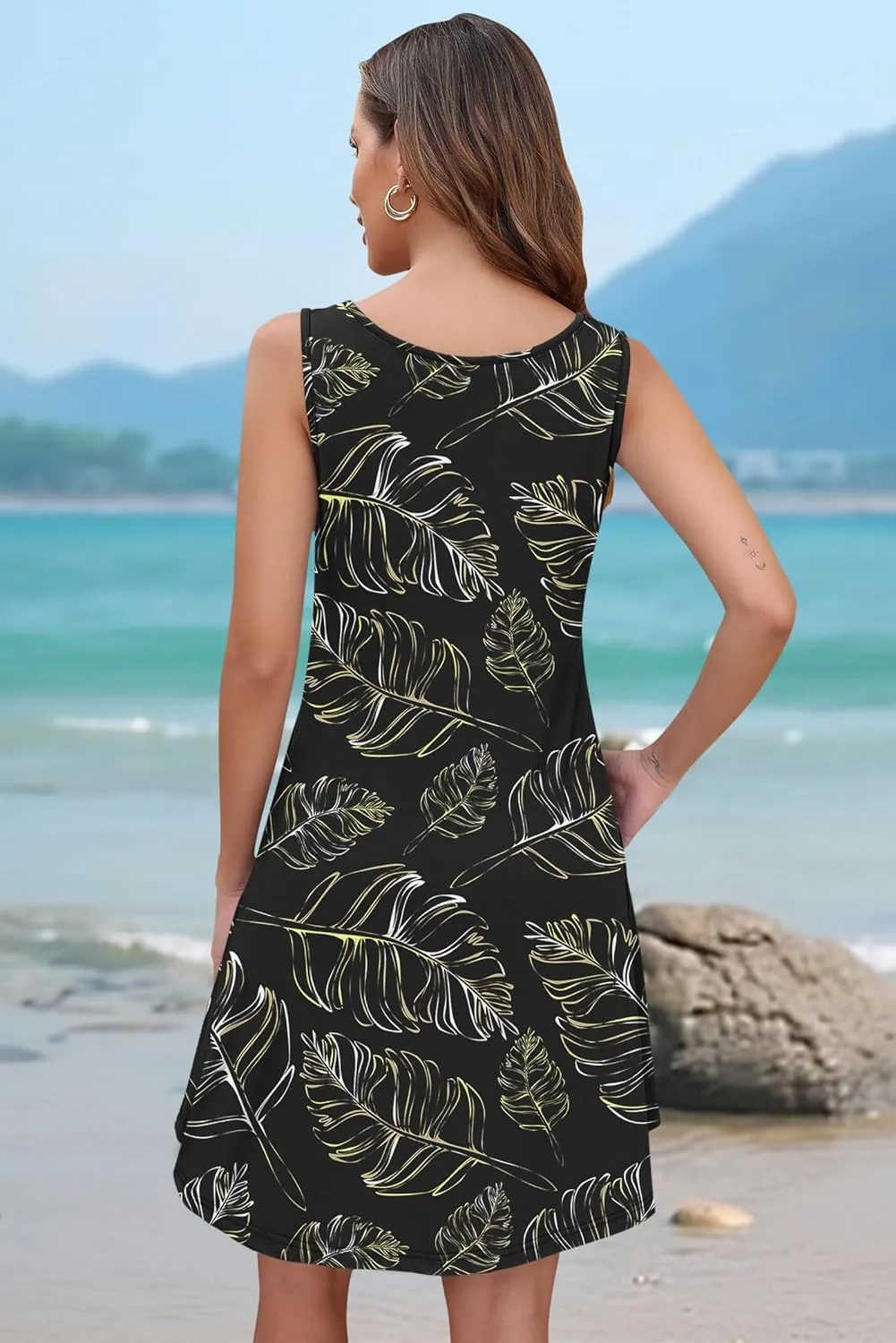 AUSELILY Summer Dress for Women 2025 Casaul Sleeveless Sundress Loose Beach Cover up Swing Dresses with Pockets