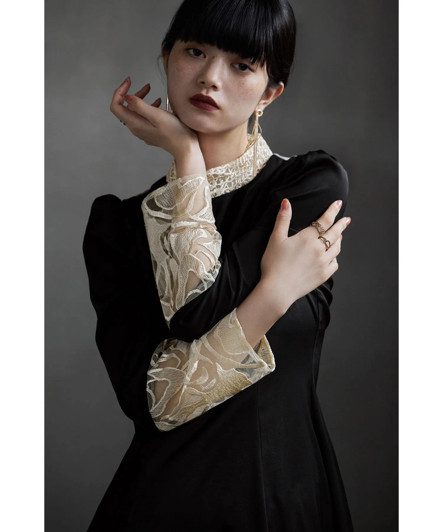 Back embroidery flared dress