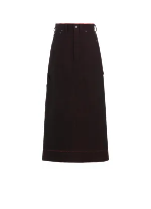 BACK RED BLACK DENIM SKIRT