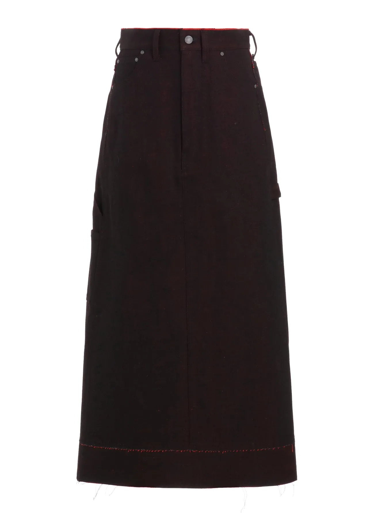 BACK RED BLACK DENIM SKIRT