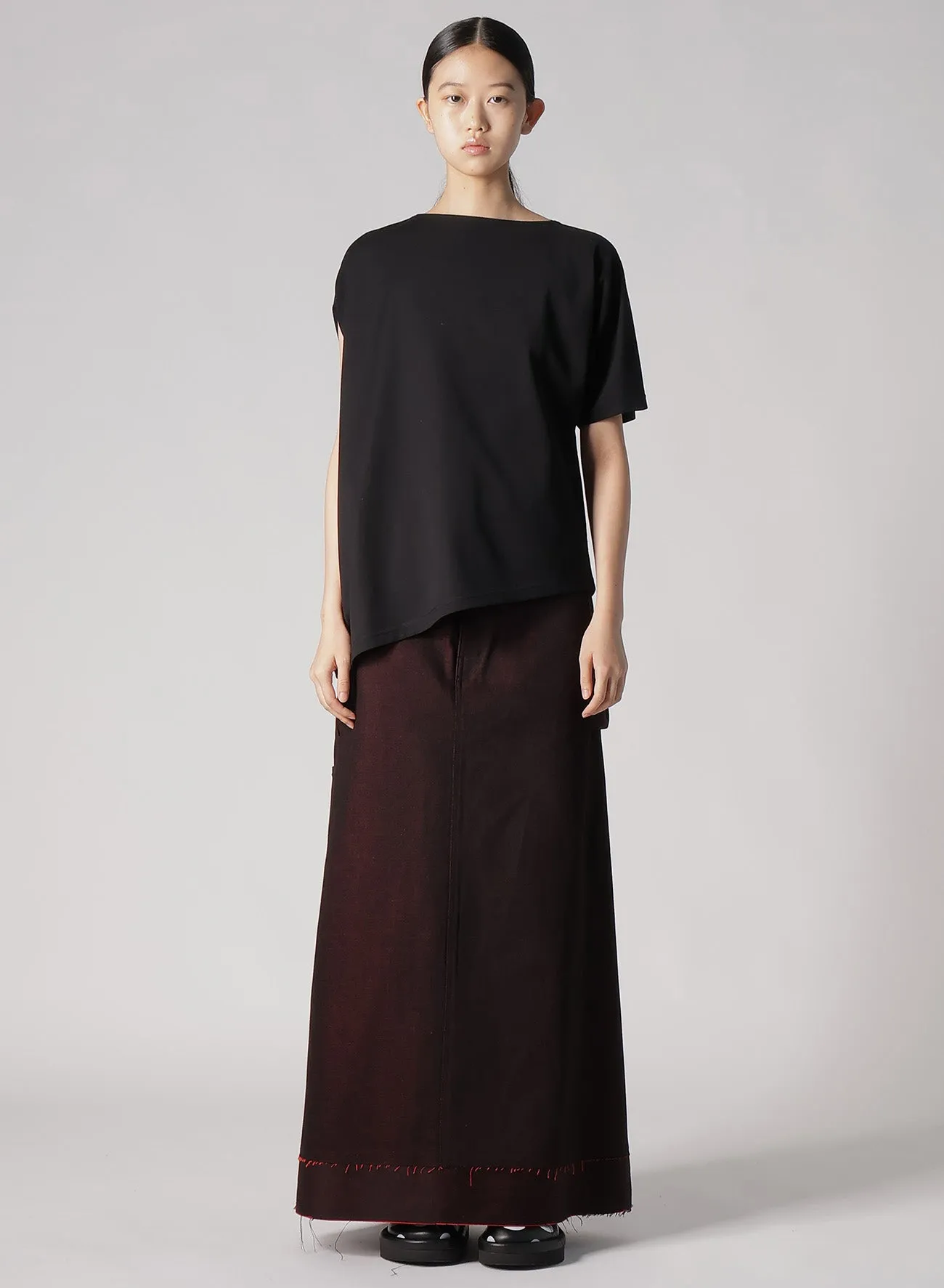 BACK RED BLACK DENIM SKIRT