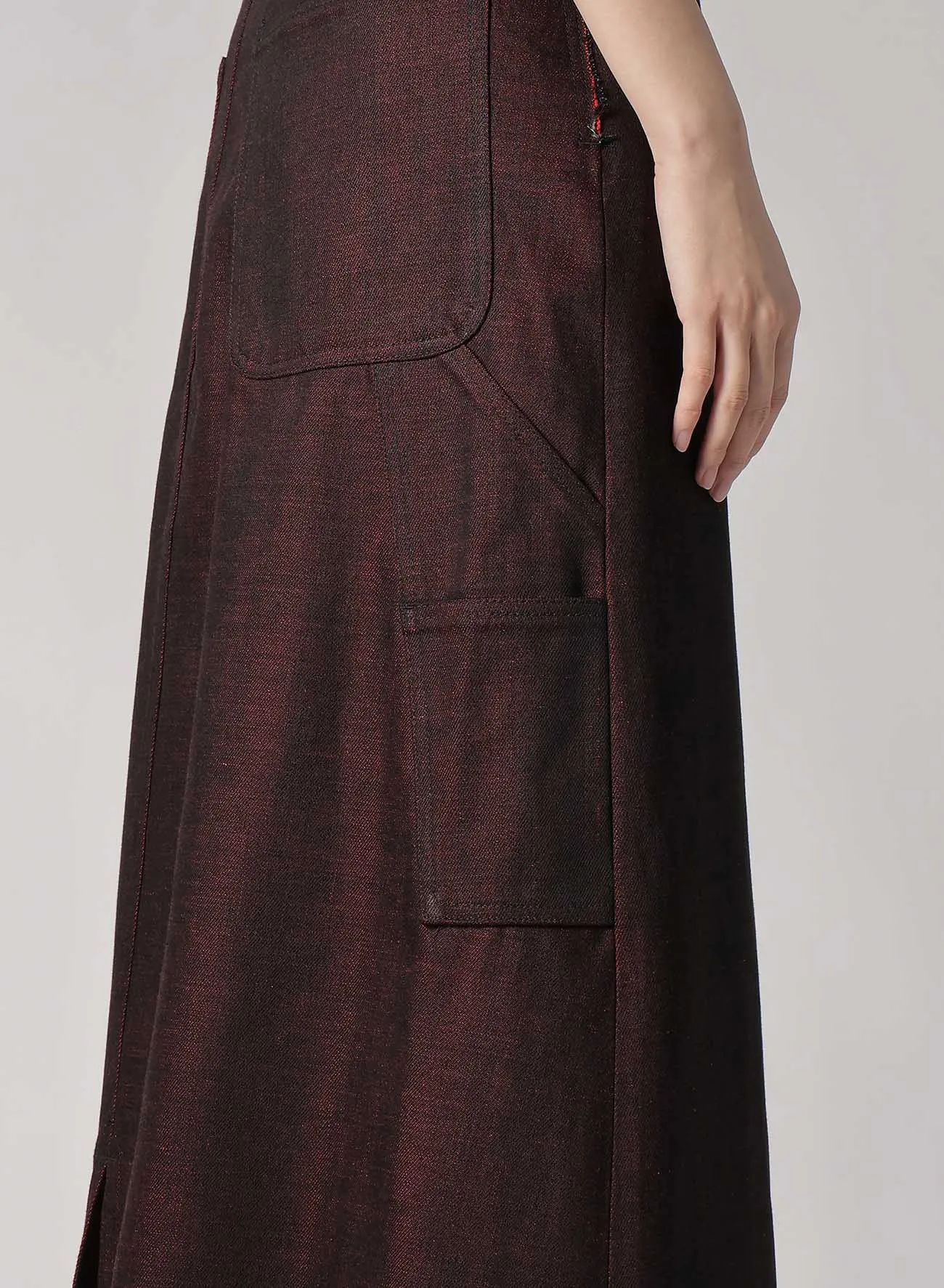 BACK RED BLACK DENIM SKIRT