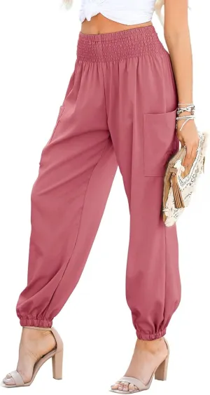 Boho Pants for Women Harem Pants High Waist Cargo Pant Summer Loose Trousers Business Casual Trousers Elephant Trouser