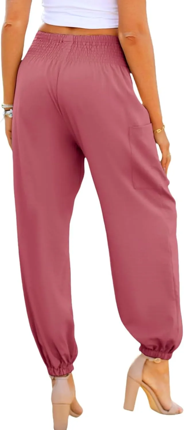 Boho Pants for Women Harem Pants High Waist Cargo Pant Summer Loose Trousers Business Casual Trousers Elephant Trouser