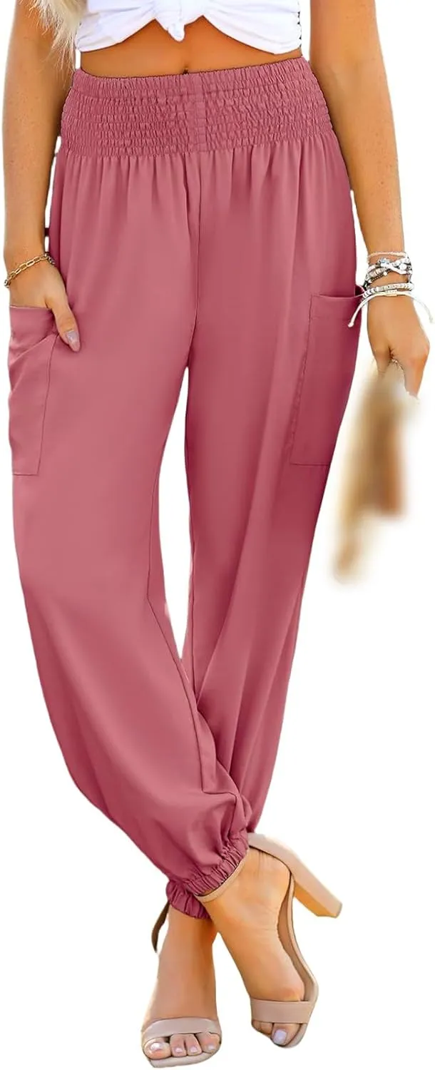 Boho Pants for Women Harem Pants High Waist Cargo Pant Summer Loose Trousers Business Casual Trousers Elephant Trouser