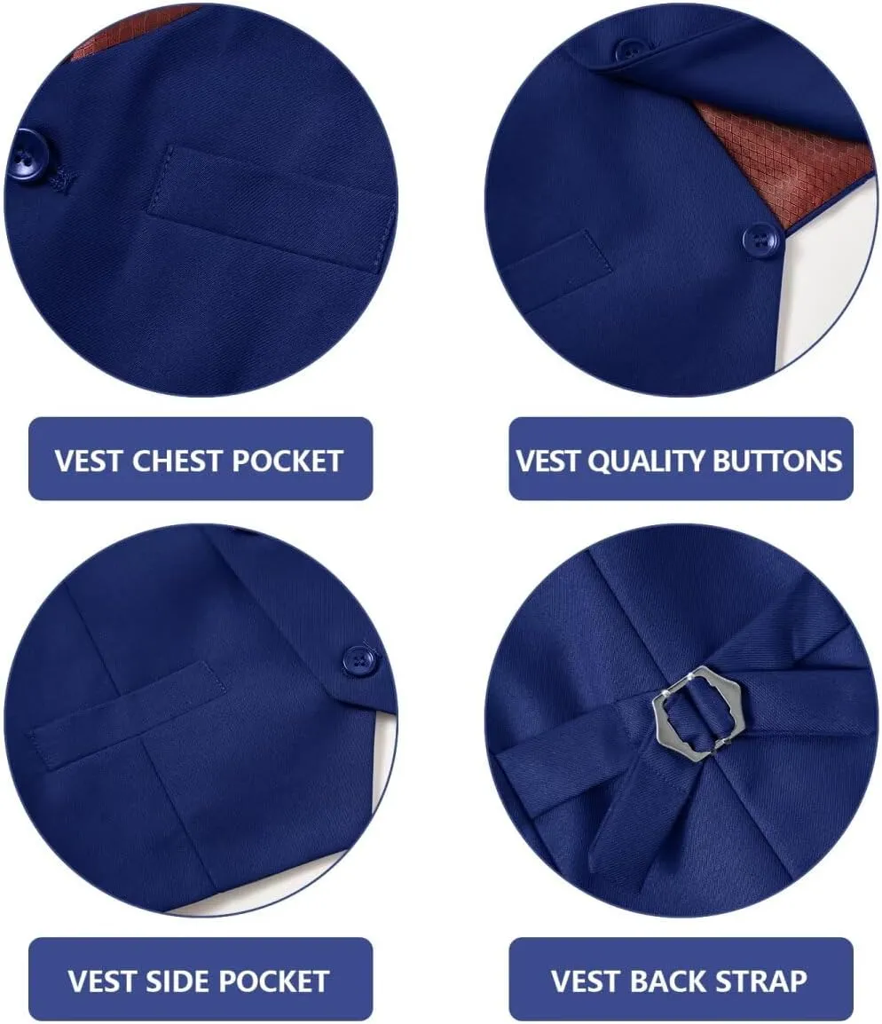 Boys Suit 4-Pieces Toddler Tuxedo Vest Pants Set Suits for Boys Communion Dress Clothes Ring Bearer Outfit