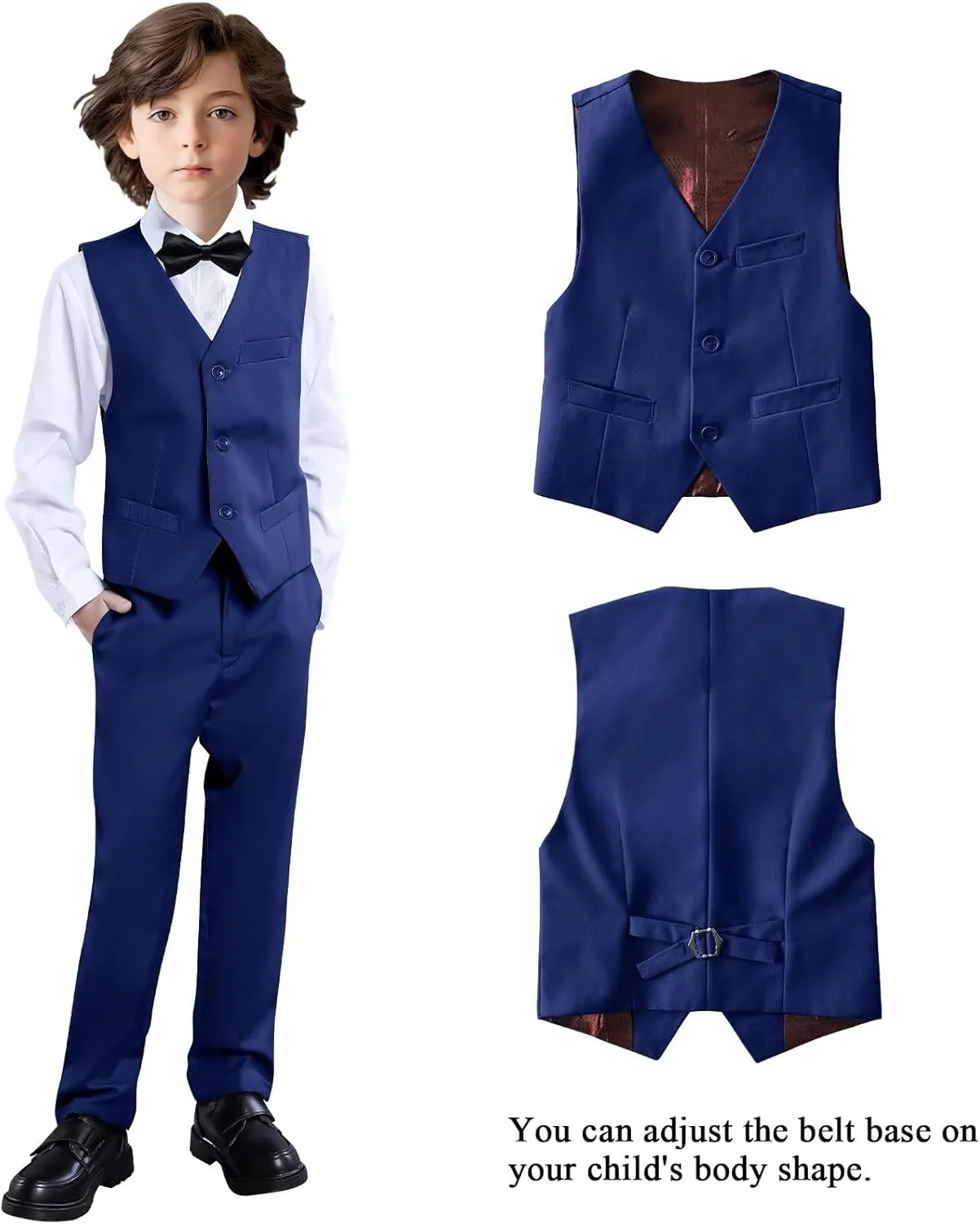 Boys Suit 4-Pieces Toddler Tuxedo Vest Pants Set Suits for Boys Communion Dress Clothes Ring Bearer Outfit