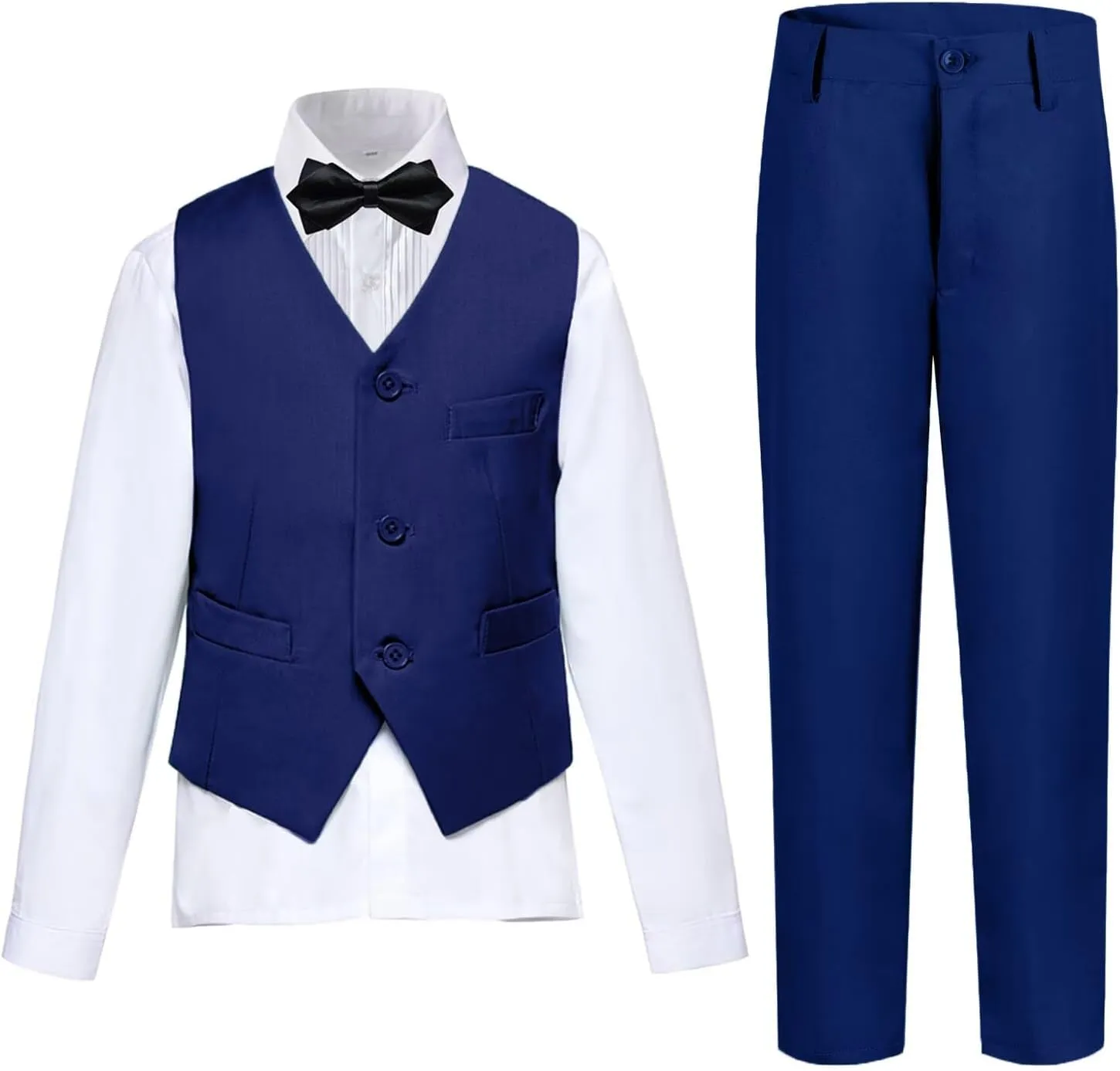 Boys Suit 4-Pieces Toddler Tuxedo Vest Pants Set Suits for Boys Communion Dress Clothes Ring Bearer Outfit