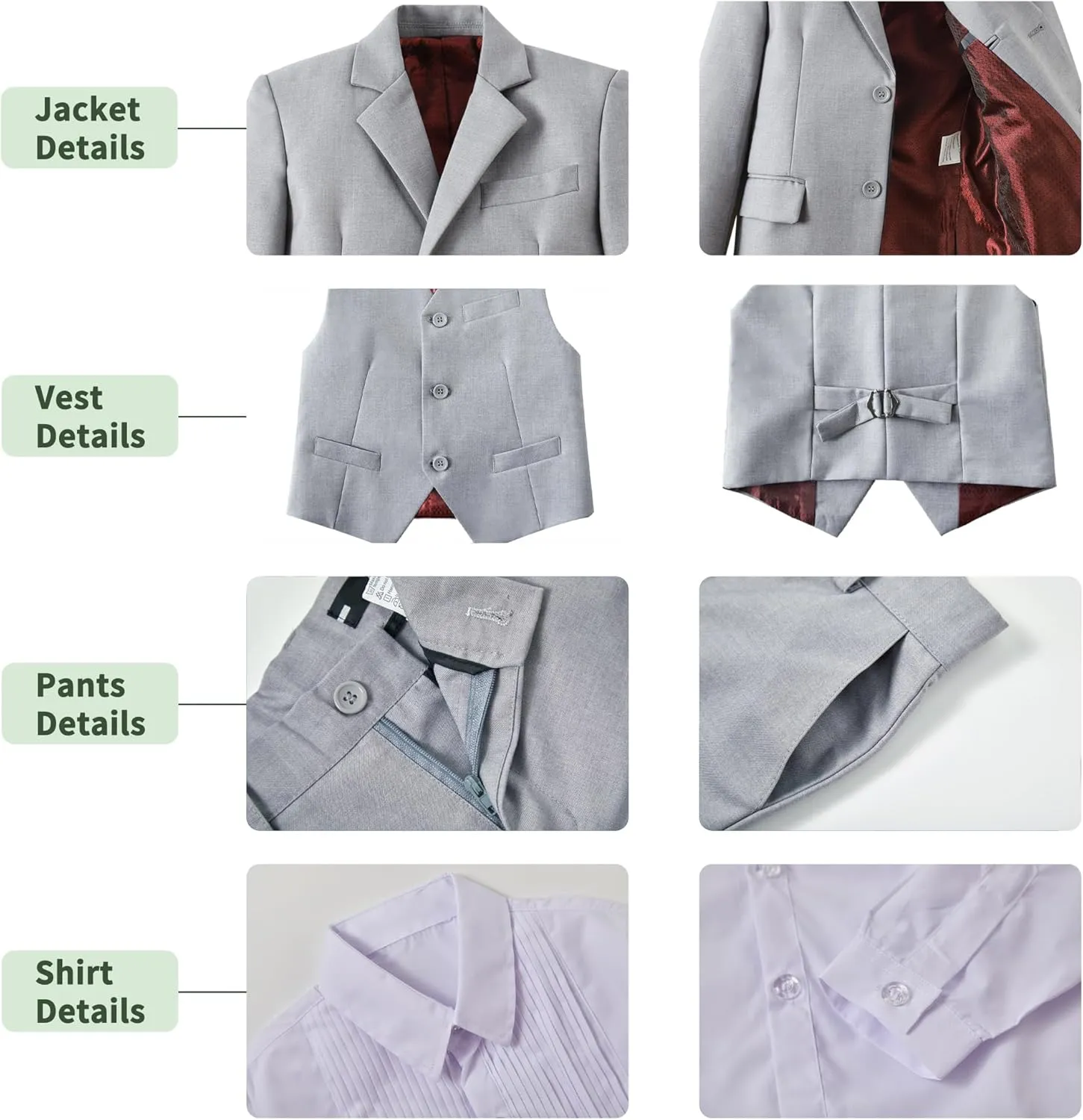 Boys Suit for Kids 6 Pieces Formal Dresswear Set Teen Boys Tuxedo Suits for Wedding Graduation