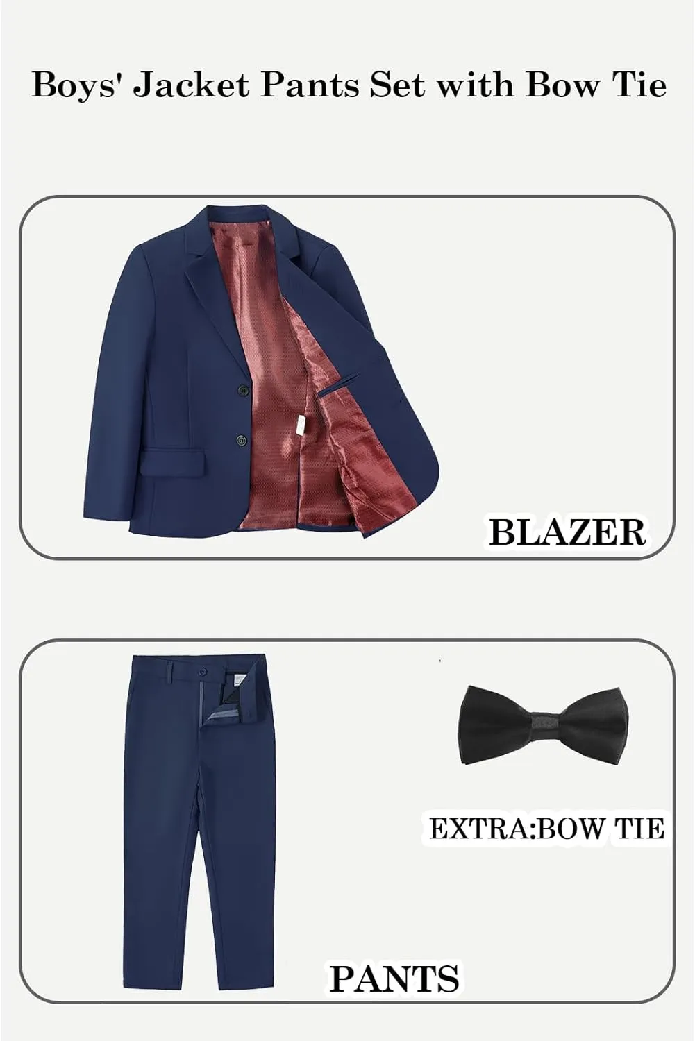 Boys' Suits 2-Piece Formal Slim Fit Suit Set for Boys Wedding Ring Bearer Outfit with Blazer and Pants