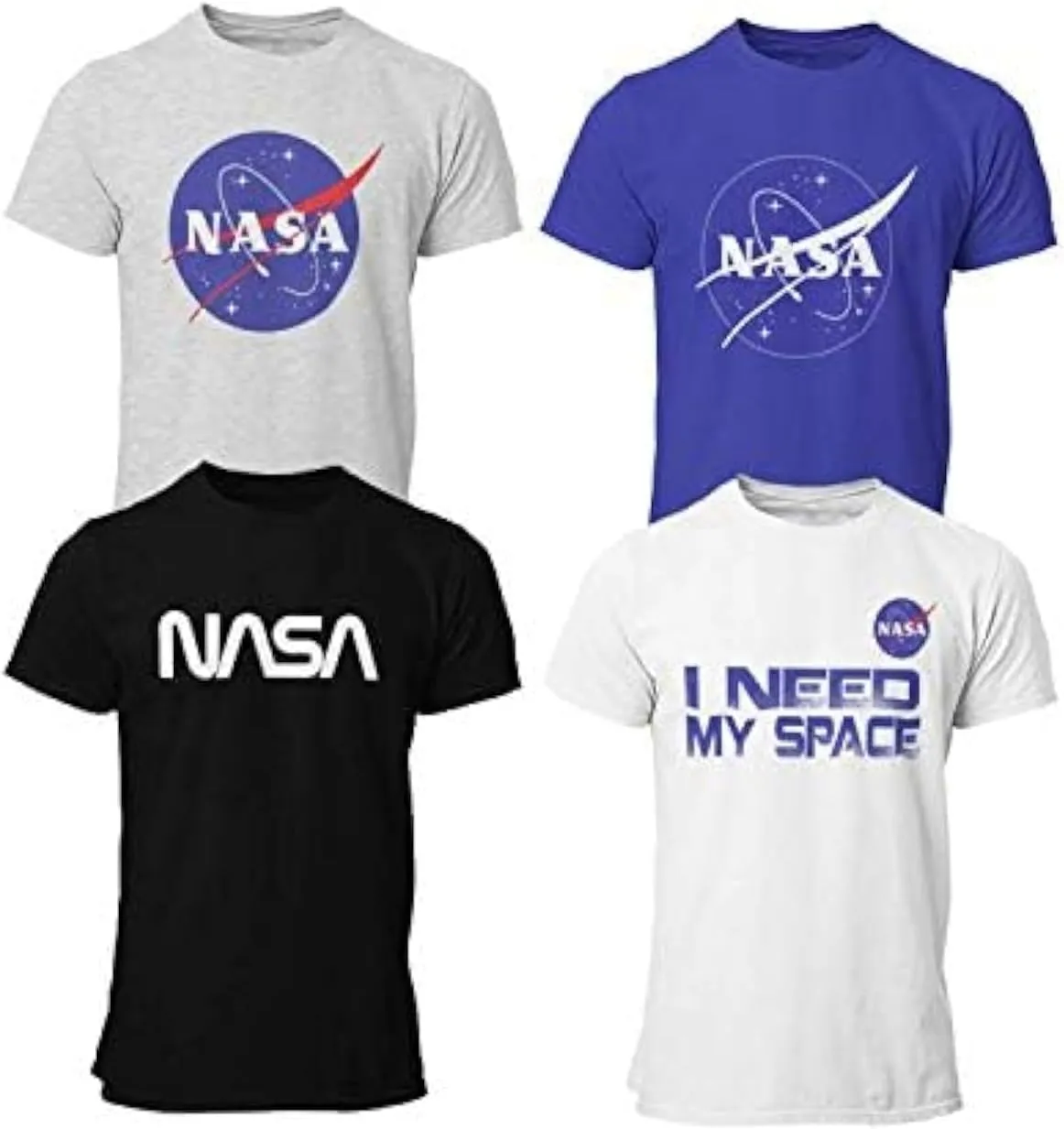 BROOKLYN VERTICAL Officially Approved NASA Product 4-Pack Boys Short Sleeve Crew Neck T-Shirt with Chest Print