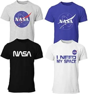 BROOKLYN VERTICAL Officially Approved NASA Product 4-Pack Boys Short Sleeve Crew Neck T-Shirt with Chest Print