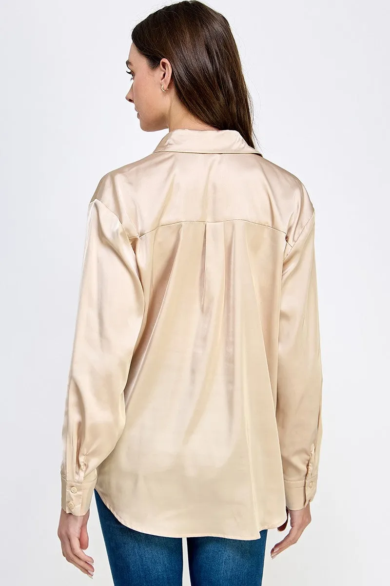 Button-down Satin Shirt