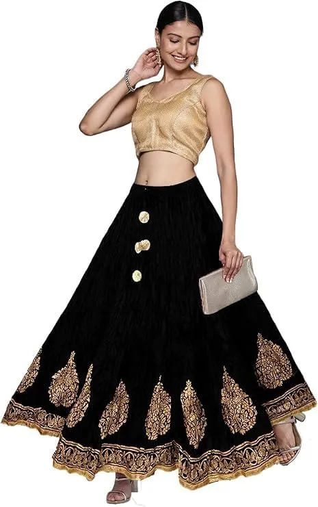 Chandrakala Flowy Long Skirt for Women A Line Casual Beach Party Holiday Maxi Skirts (S113-P)