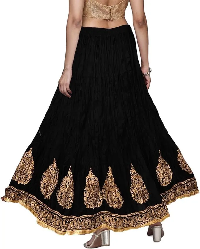 Chandrakala Flowy Long Skirt for Women A Line Casual Beach Party Holiday Maxi Skirts (S113-P)