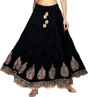 Chandrakala Flowy Long Skirt for Women A Line Casual Beach Party Holiday Maxi Skirts (S113-P)
