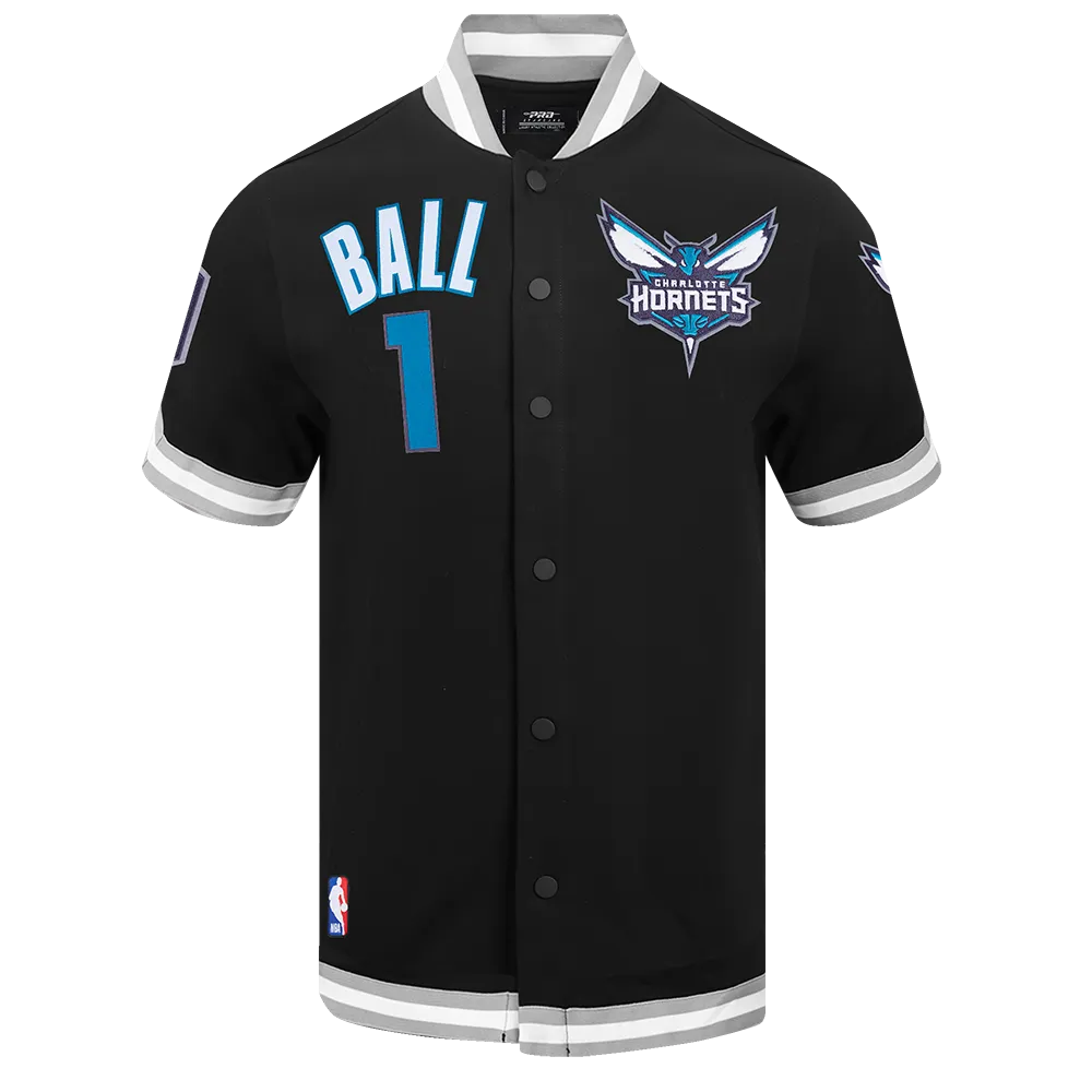 CHARLOTTE HORNETS LAMELO BALL #1 CLASSIC MEN'S WARM UP JACKET (BLACK/GRAY)