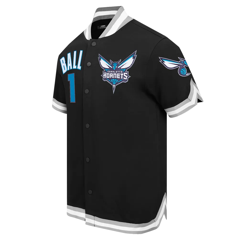 CHARLOTTE HORNETS LAMELO BALL #1 CLASSIC MEN'S WARM UP JACKET (BLACK/GRAY)