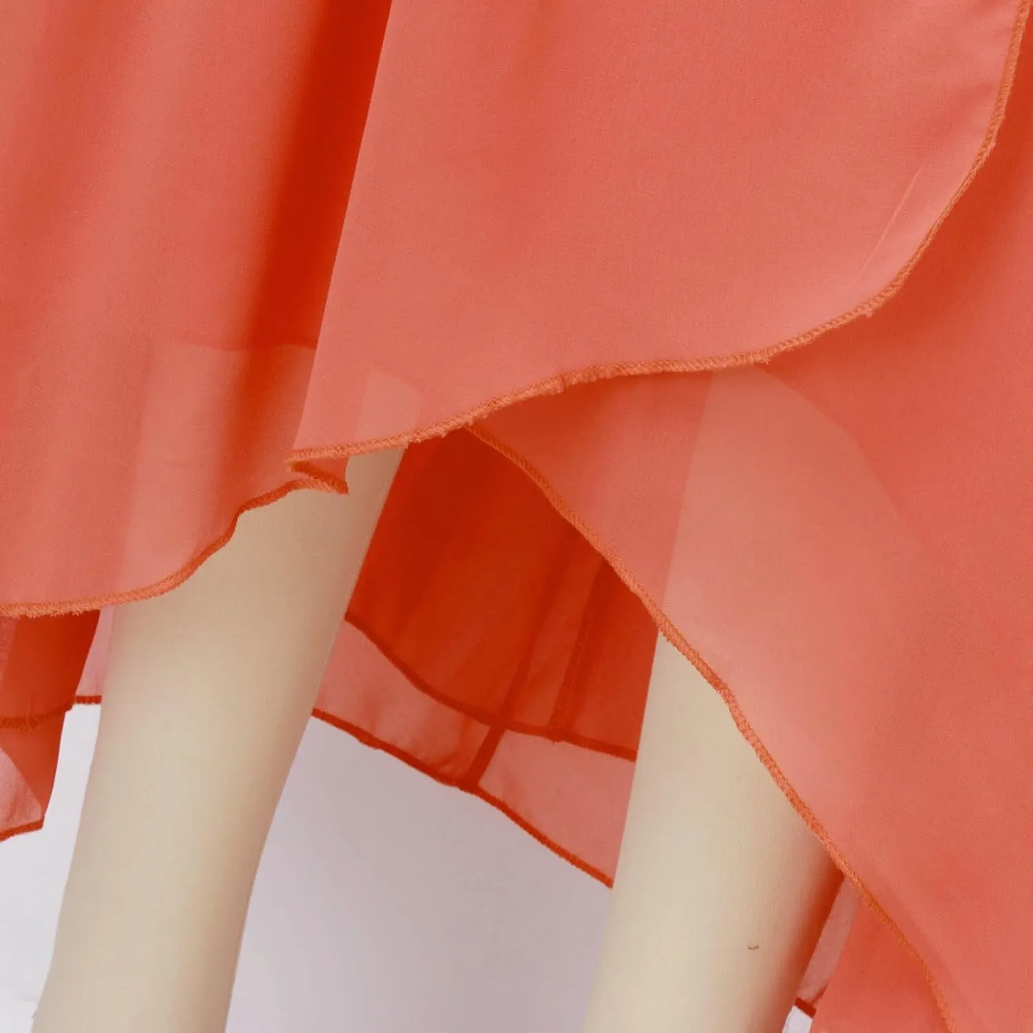 Chiffon Dresses for Women Summer Flowy Ruffle Mini Dress Elegant V Neck 3/4 Lantern Sleeve Party Cocktail Wedding Guest Dress