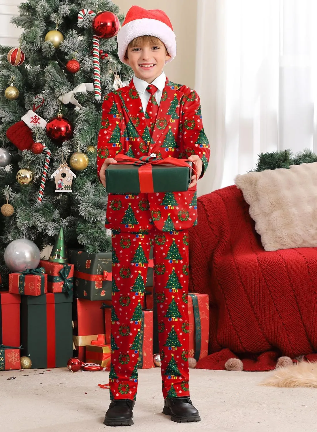 Christmas Boys Ugly 3 Piece Suits with Jacket, Pants & Tie 5-14 Years