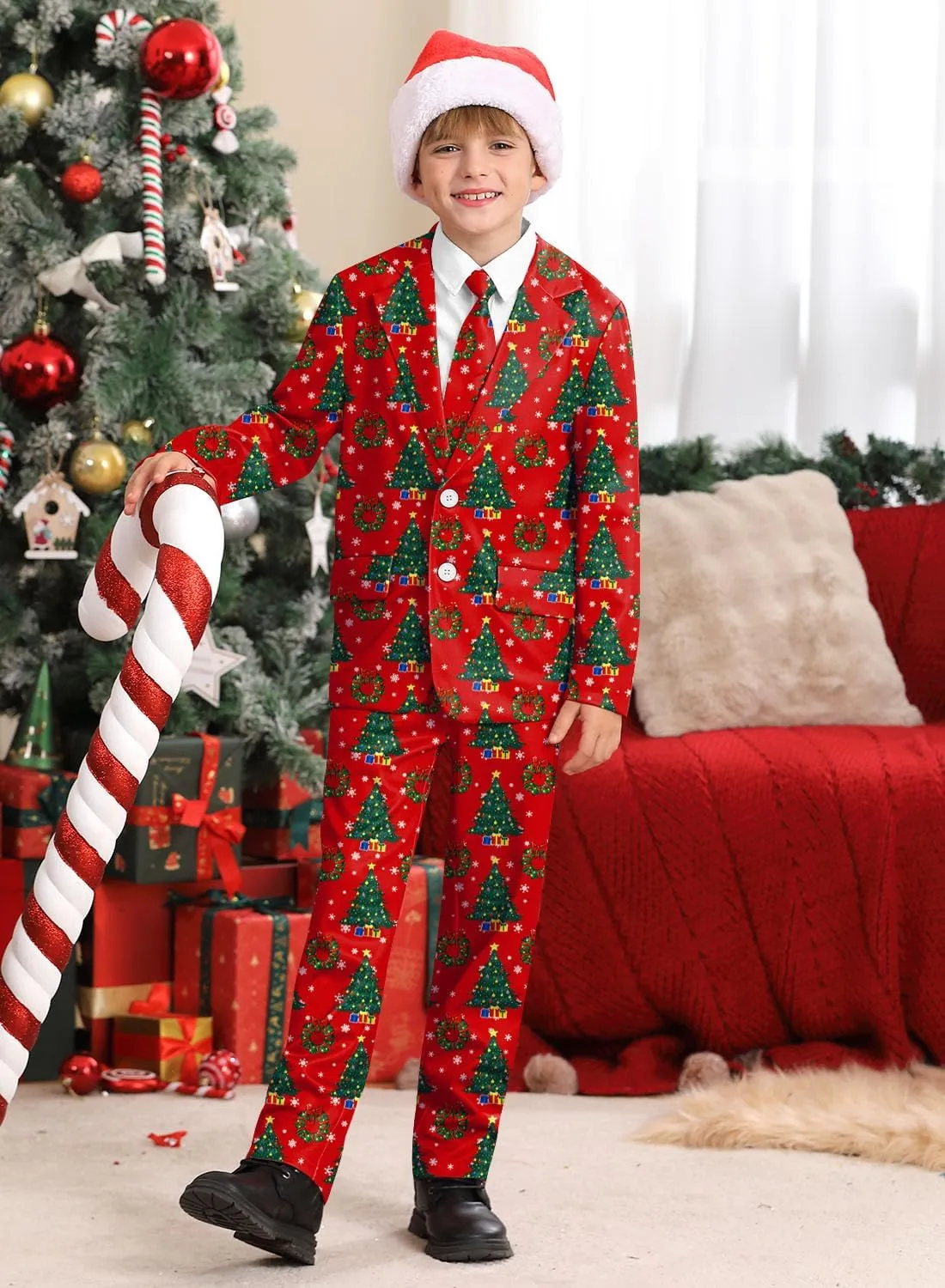 Christmas Boys Ugly 3 Piece Suits with Jacket, Pants & Tie 5-14 Years