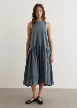 Cotton Poplin Open Back Midi Dress