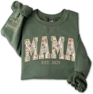 Custom Floral Applique Embroidery Grandma Sweatshirt, Grandma Gifts, Custom Mama Sweatshirt, Mother's Day