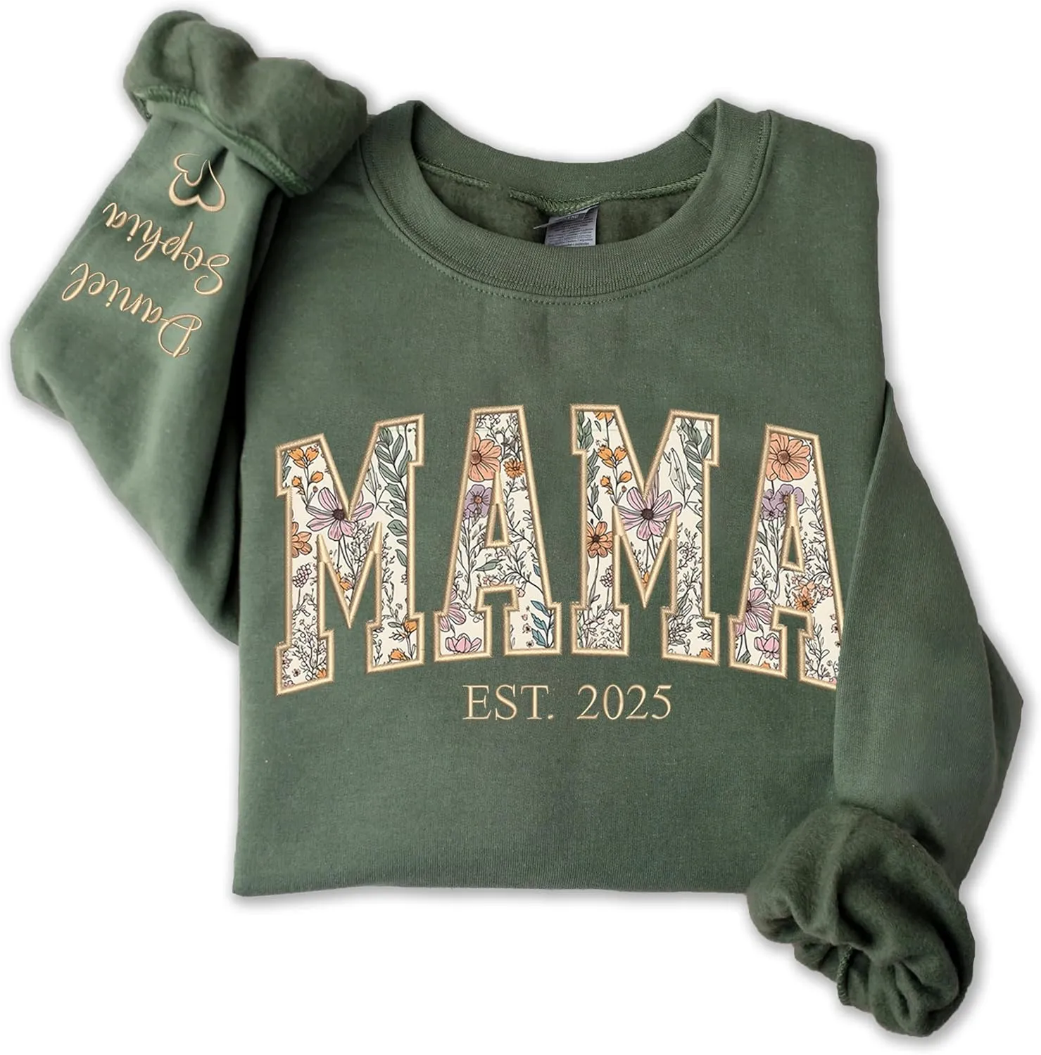 Custom Floral Applique Embroidery Grandma Sweatshirt, Grandma Gifts, Custom Mama Sweatshirt, Mother's Day