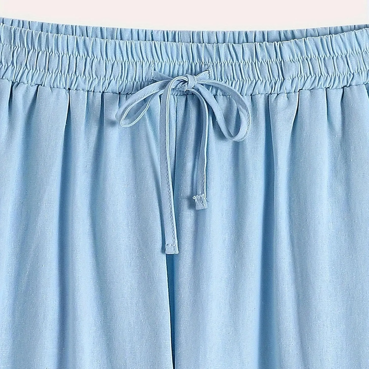 DASAYO Womens Linen Pants Drawstringgg Elastic Waist Straight Legg Trousers Summer Lightweigght Casual Pants with Pockets