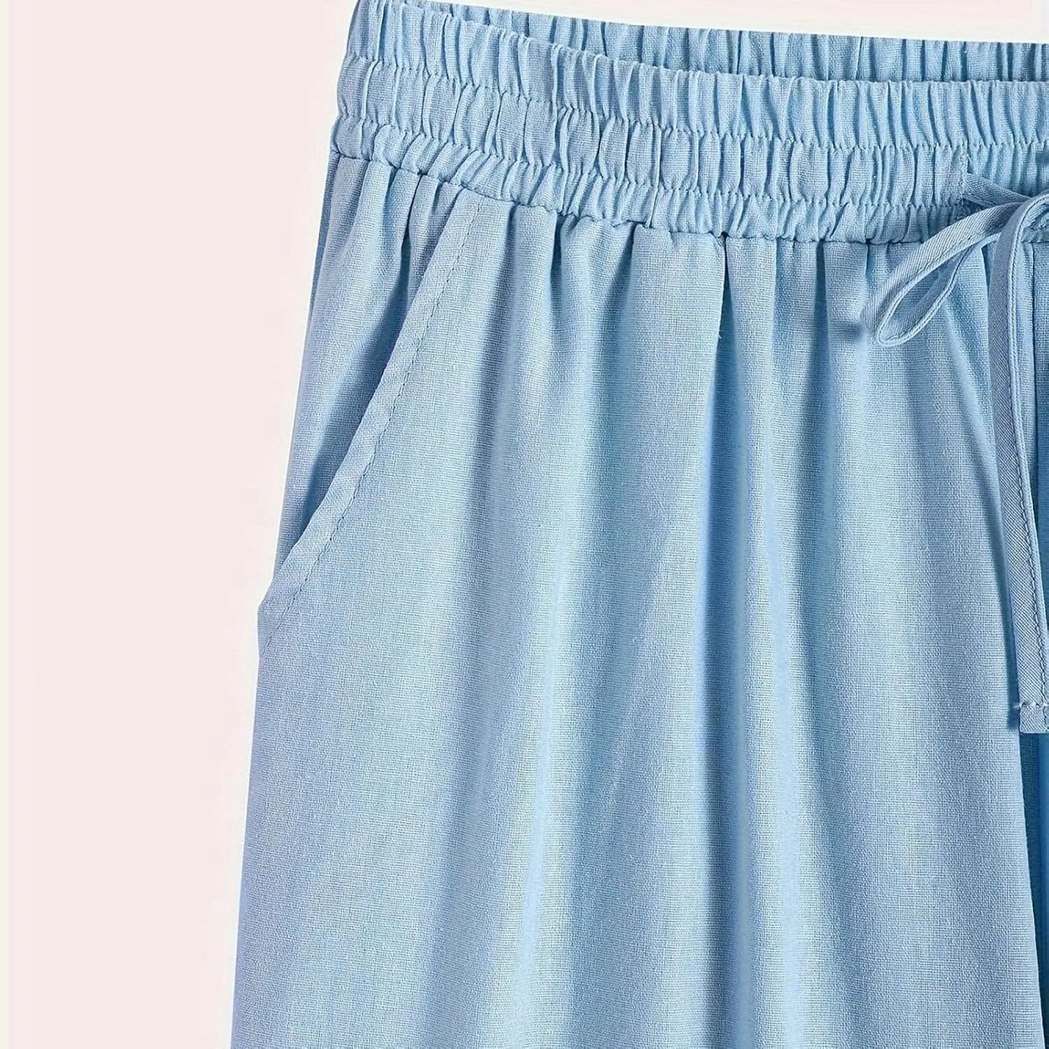 DASAYO Womens Linen Pants Drawstringgg Elastic Waist Straight Legg Trousers Summer Lightweigght Casual Pants with Pockets