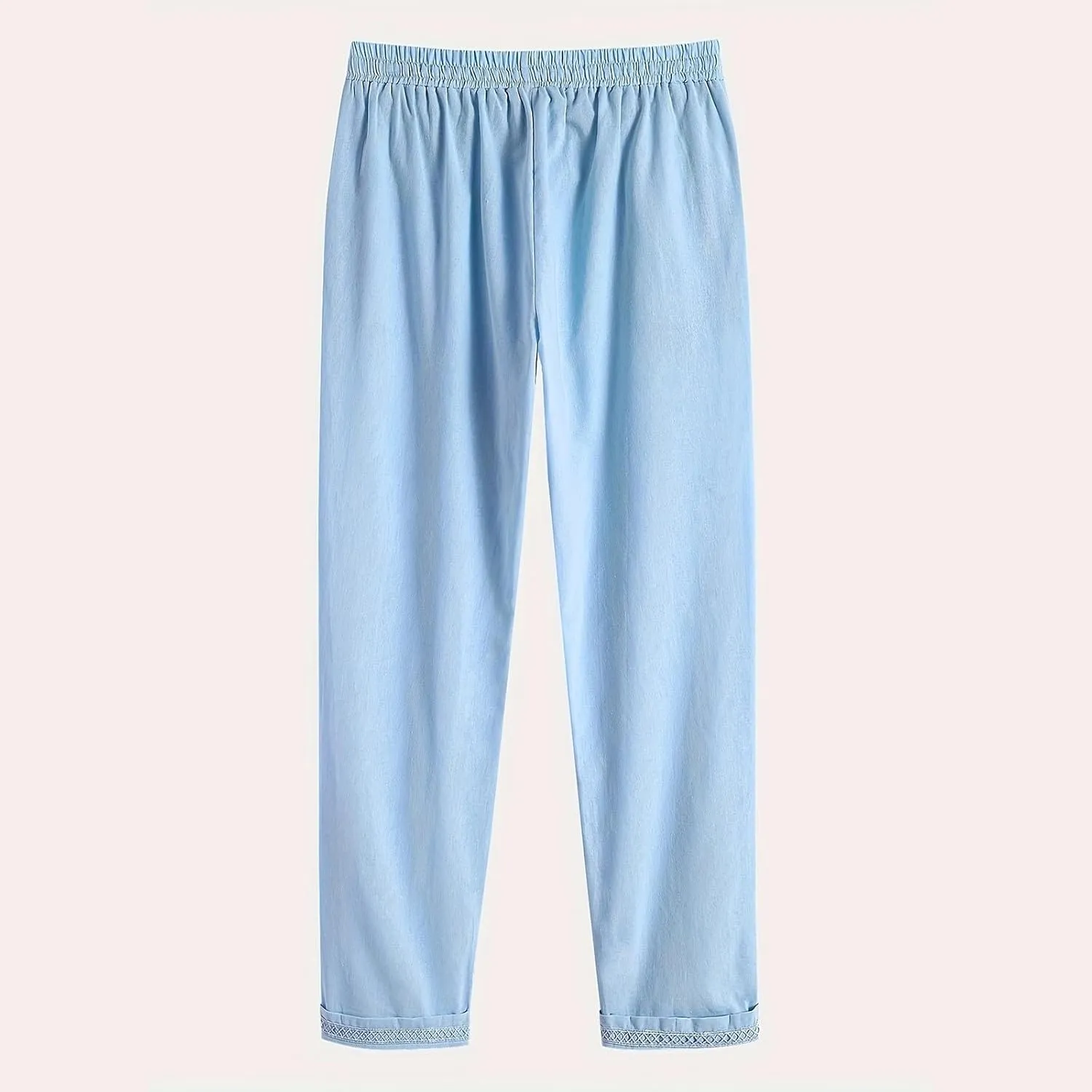DASAYO Womens Linen Pants Drawstringgg Elastic Waist Straight Legg Trousers Summer Lightweigght Casual Pants with Pockets