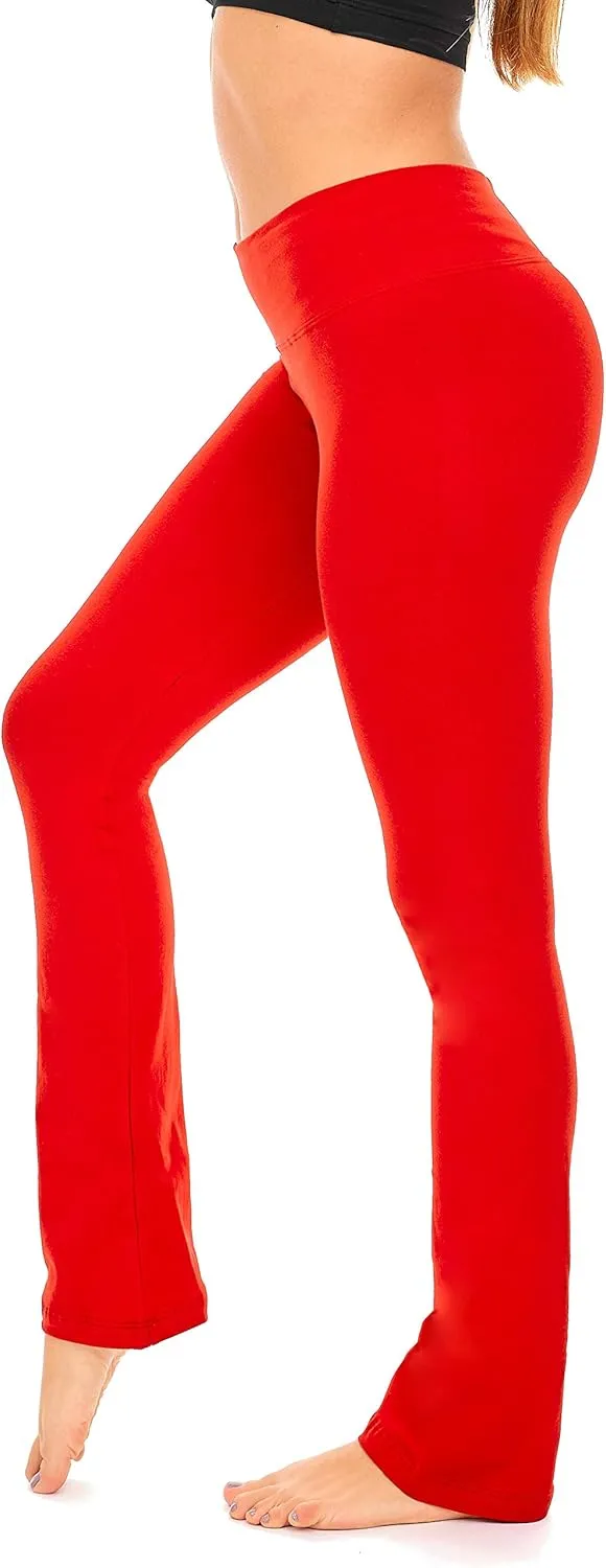 DEAR SPARKLE Bootcut Leggings for Women | Slim Look Bootleg Opaque Yoga Pants w Pocket   Plus Size (C5)