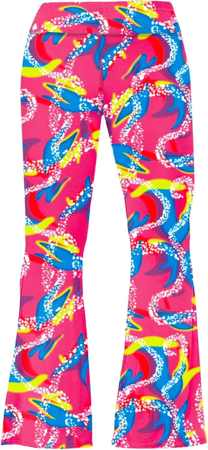 Deerose Girls Bell Bottom Floral Print Stretch Hippie Pants High Waist Flare Pants 5-14 Year