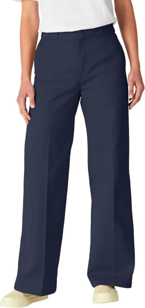 Dickies Women's Regular Fit Wide Leg Work Pants, Ink Navy, 8 Regular