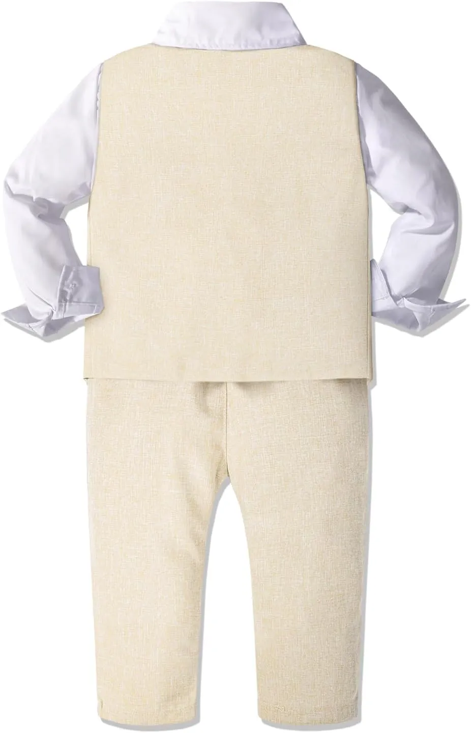 Dinysuos Boys Suit Formal Dress Kids Tuxedo Outfit Dress Shirt with Bow Tie  Slim Vest Pants 4Pcs 3-7 Years