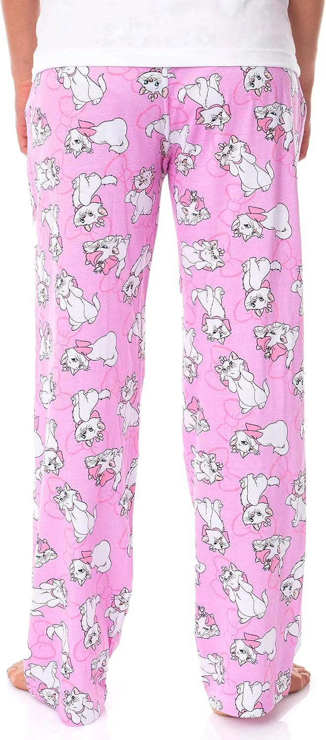 Disney Adult Aristocats Marie Expressions and Bows Pajama Sleep Lounge Pants For Men and Women