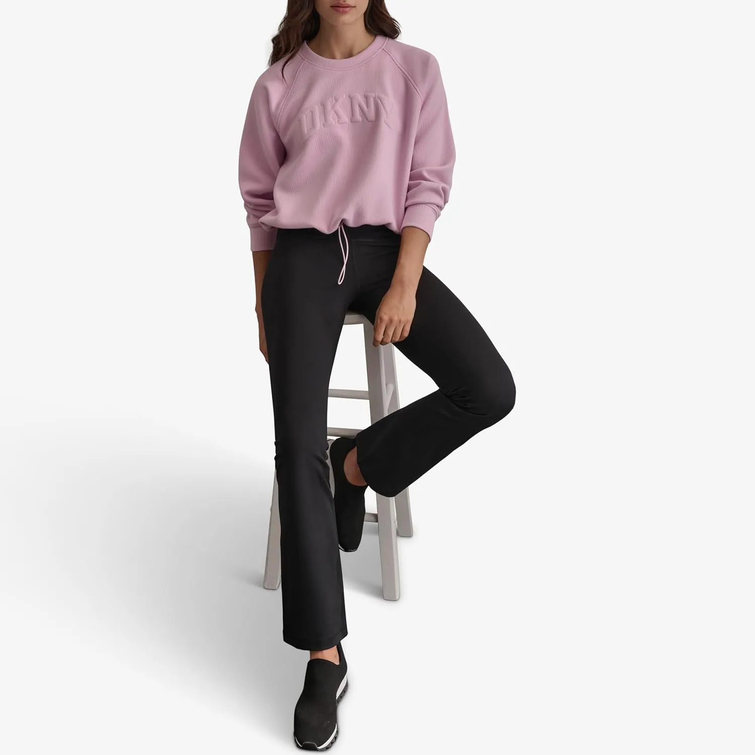 DKNY womens Drawcord Cropped Crewneck Sweatshirt