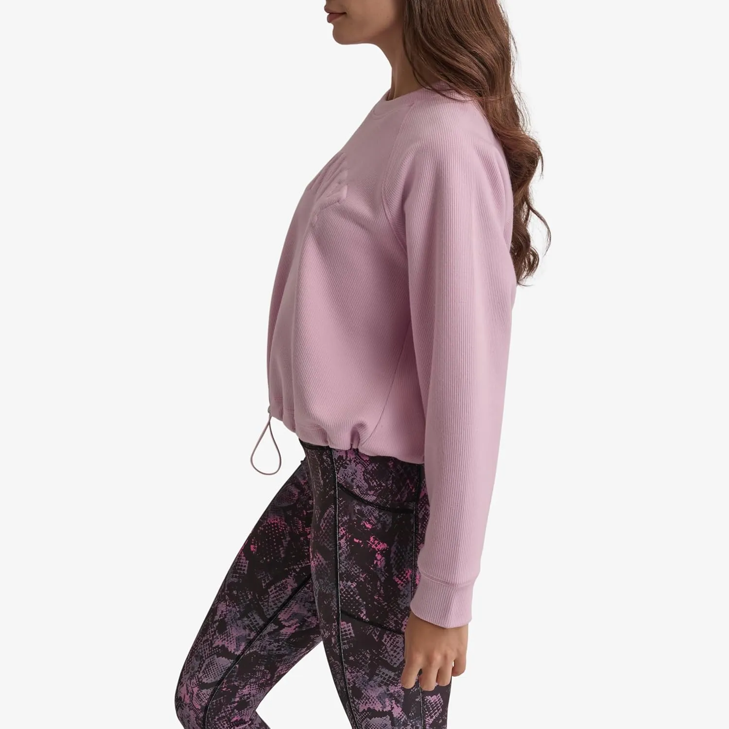 DKNY womens Drawcord Cropped Crewneck Sweatshirt