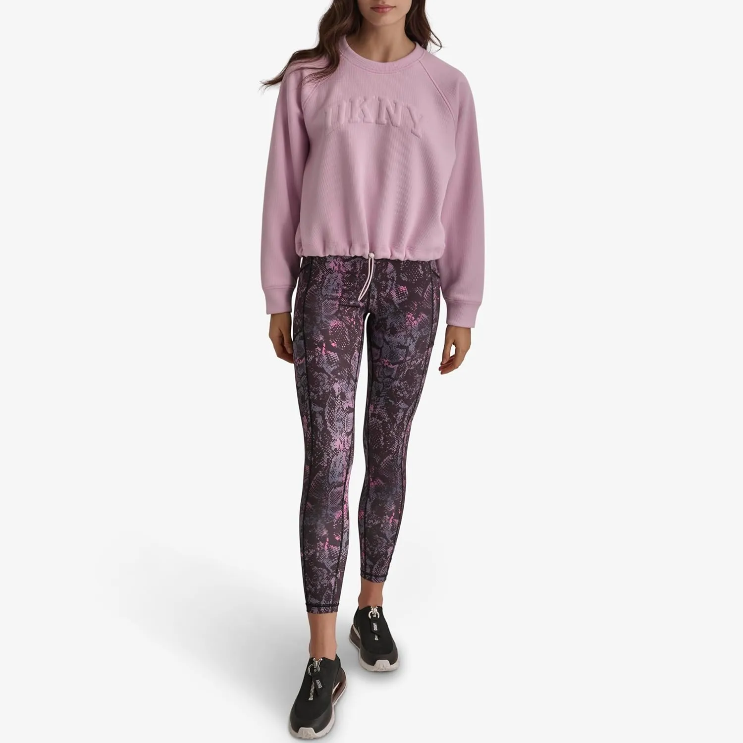 DKNY womens Drawcord Cropped Crewneck Sweatshirt